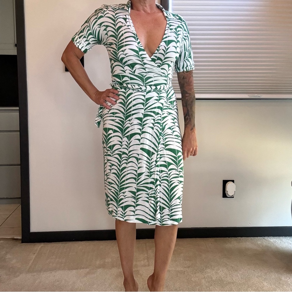 Banana Republic Green and White Wrap Dress